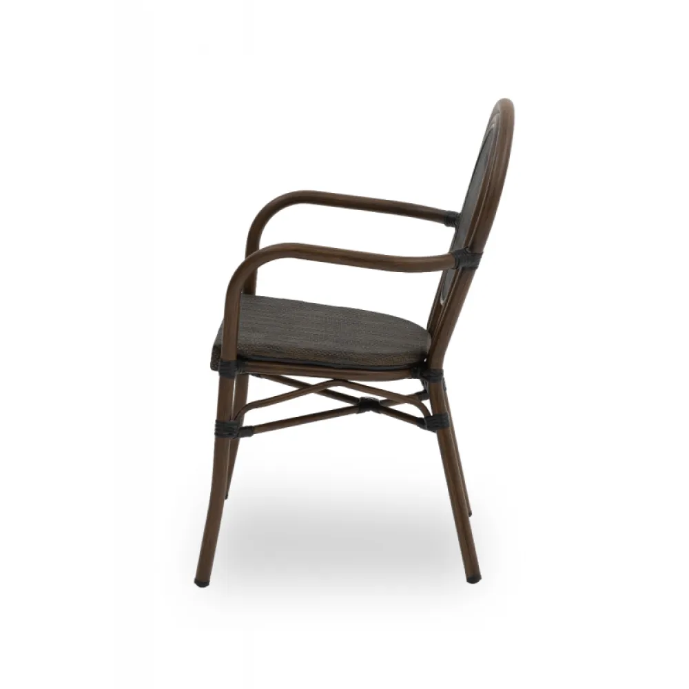 Fauteuil RICCARDO ARM 7001 en technorattan marron