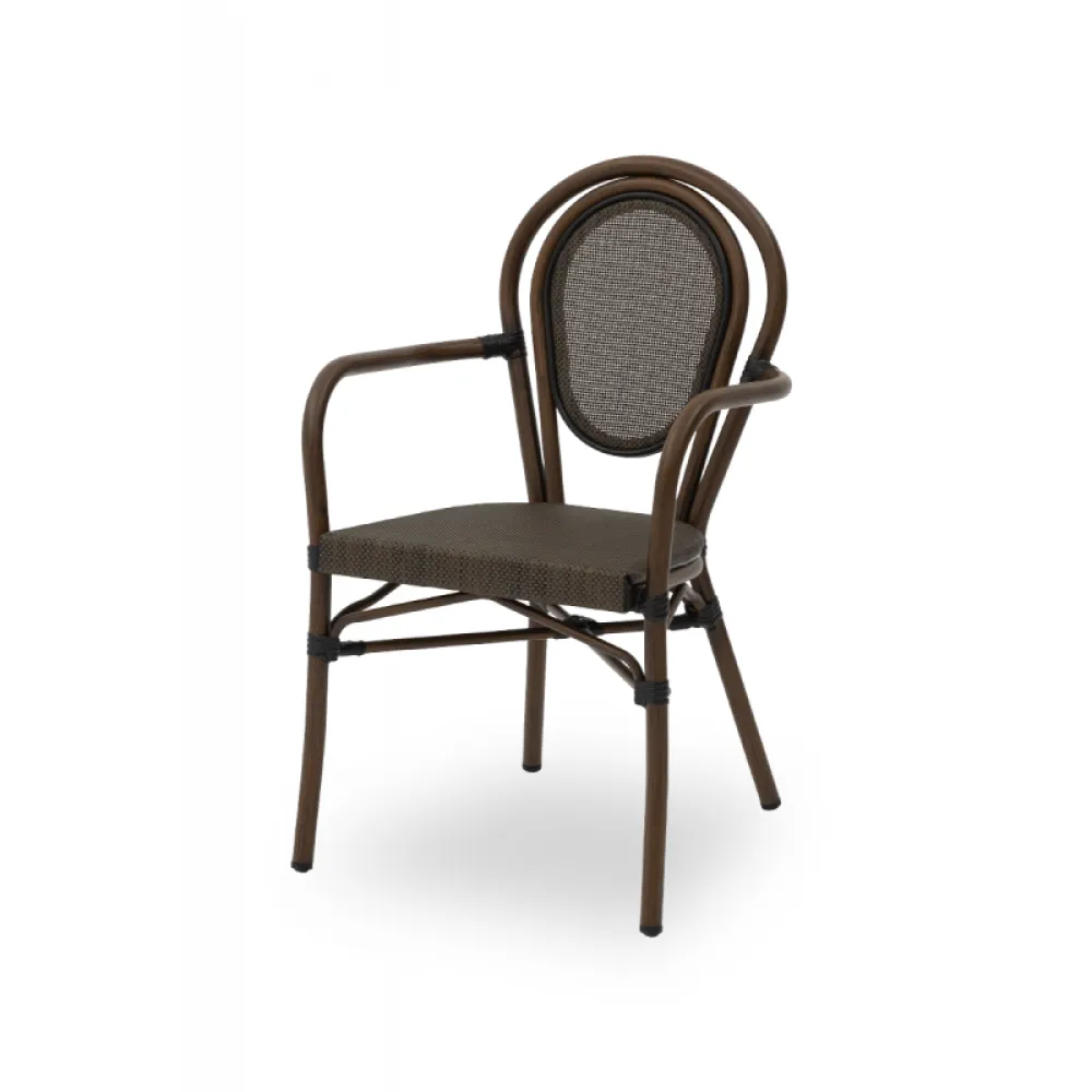 Fauteuil RICCARDO ARM 7001 en technorattan marron
