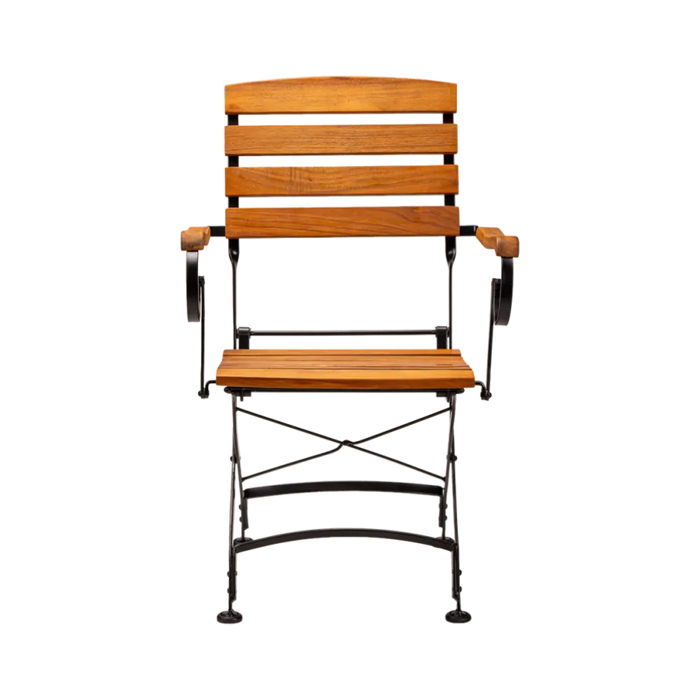 Chaise pliante LARA GRAND en acacia et acier noir