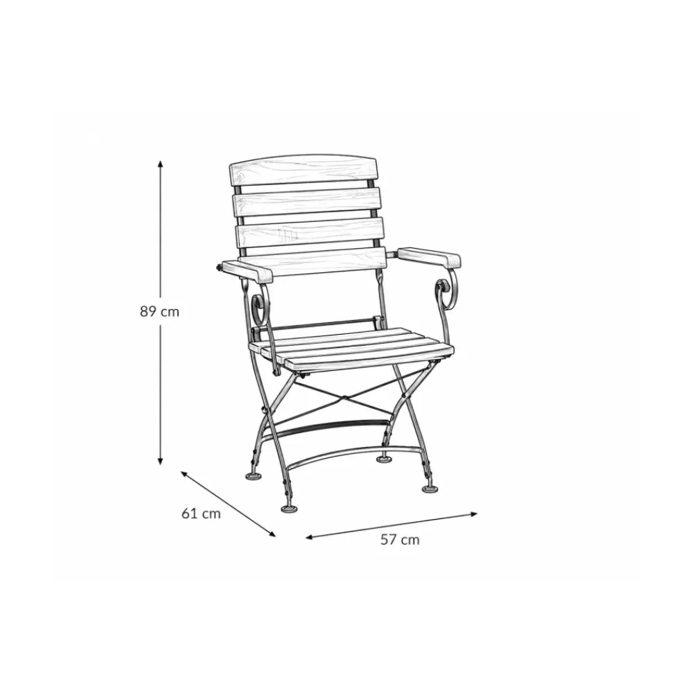 Chaise pliante LARA GRAND en acacia et acier noir