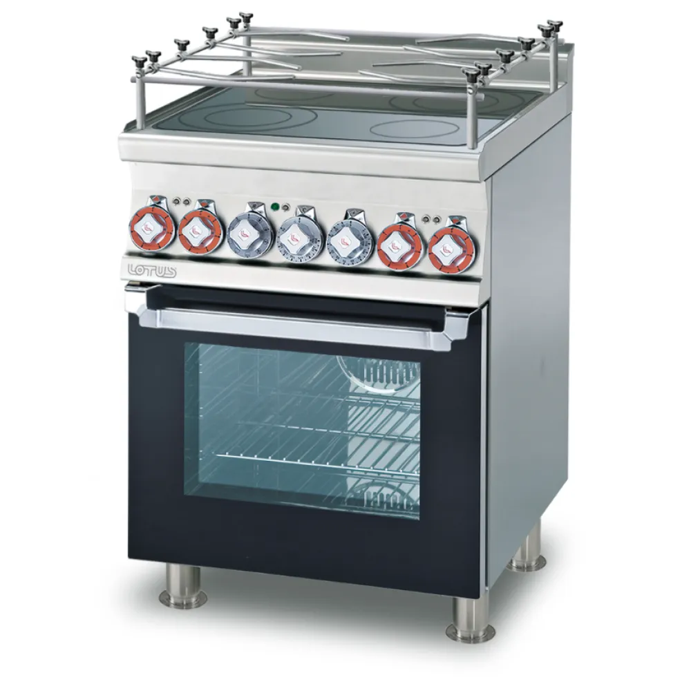 Plaque de cuisson électrique 4 feux céramique avec four LOTUS CFMC4-66ETX, 600x600x900 mm