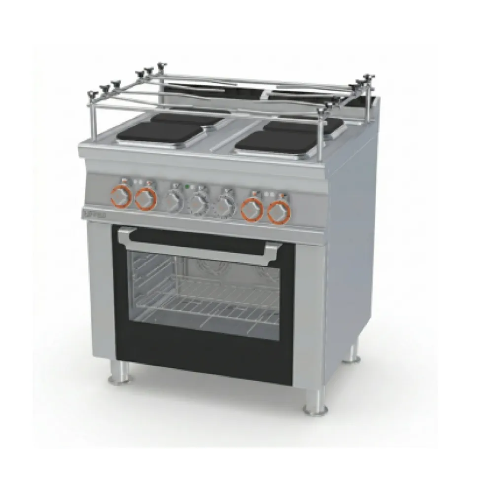 Fourneau électrique professionnel 4 feux avec four GN1/1 LOTUS CFVQ4-78ETX/V