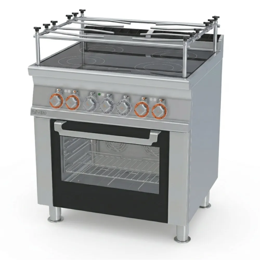 Piano de cuisson électrique 4 feux céramiques avec four LOTUS CFVC4-78ETX/V