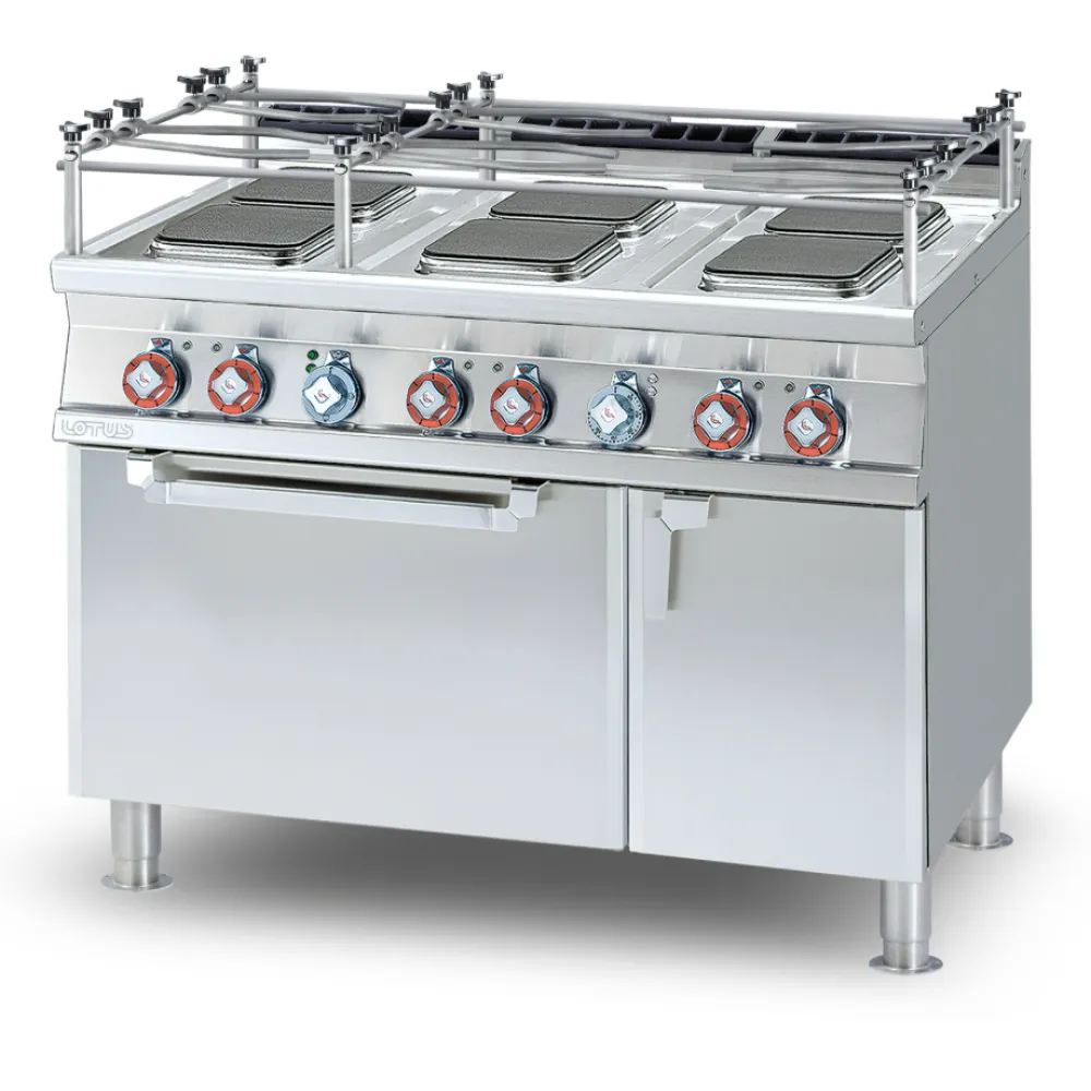 Plaque de cuisson professionnelle 6 feux en fonte avec four LOTUS CFQ6-712ETVX