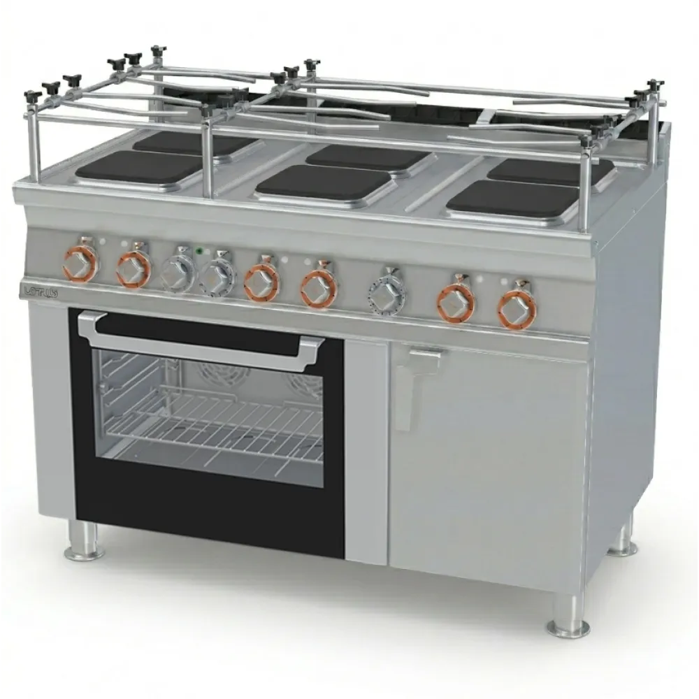 Piano de cuisson électrique 6 feux carrés avec four LOTUS CFVQ6-712ETVX/V