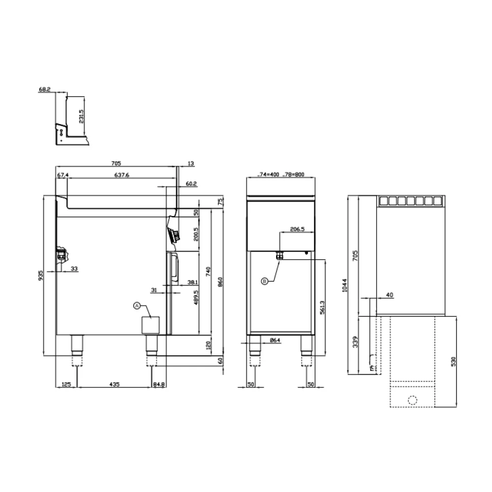 Friteuse électrique professionnelle LOTUS F2/18-78ET 18+18 L avec meuble neutre