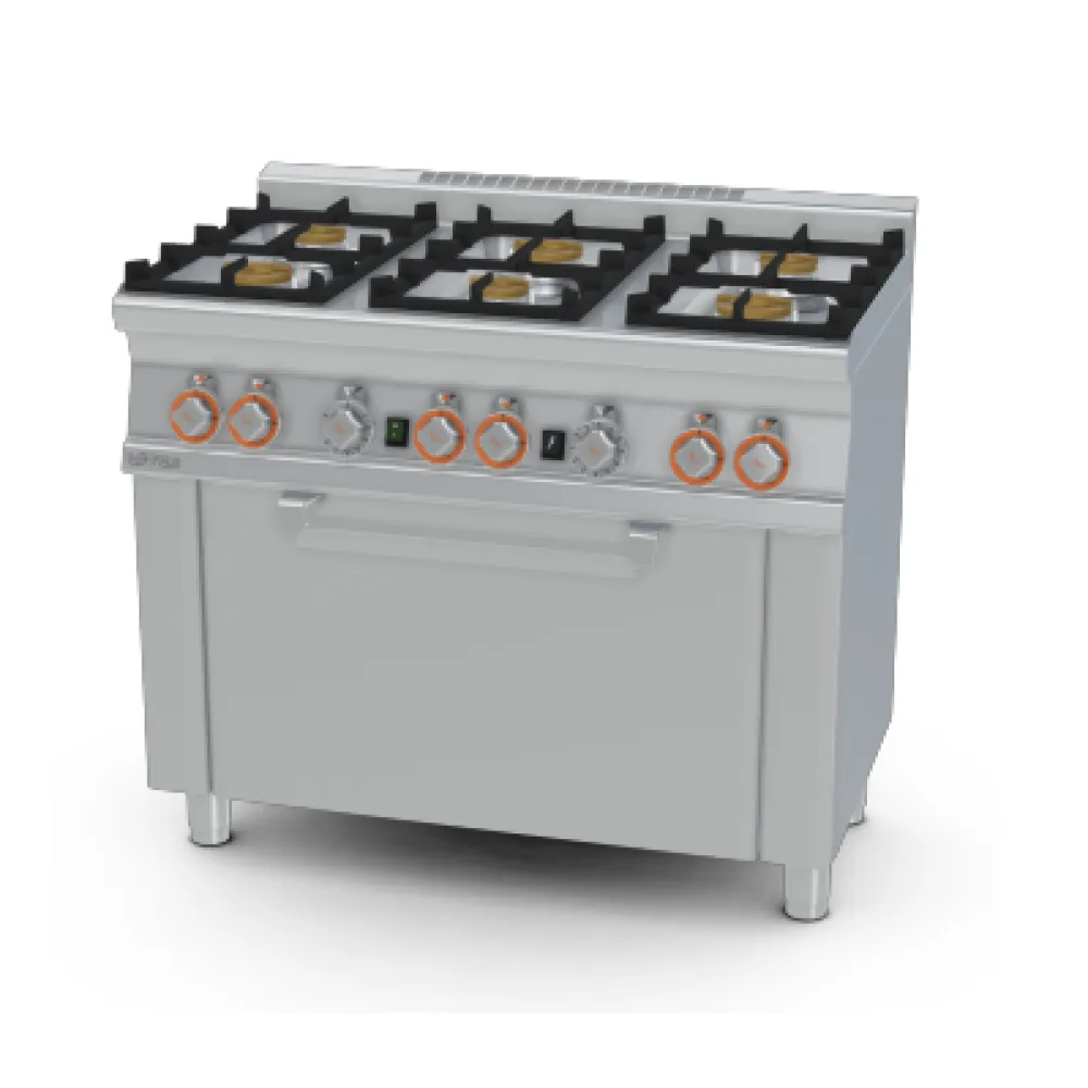Plaque de cuisson professionnelle 6 feux avec four LOTUS CF6-610G