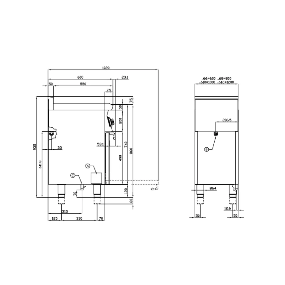 Range gaz avec four LOTUS CF2-68G 80 cm