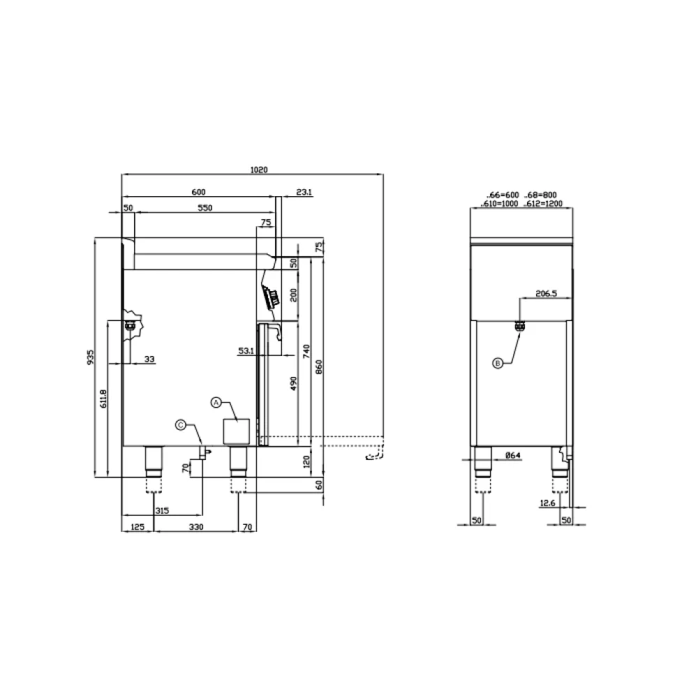 Range gaz avec four électrique LOTUS CFM4-66GEM 60 cm