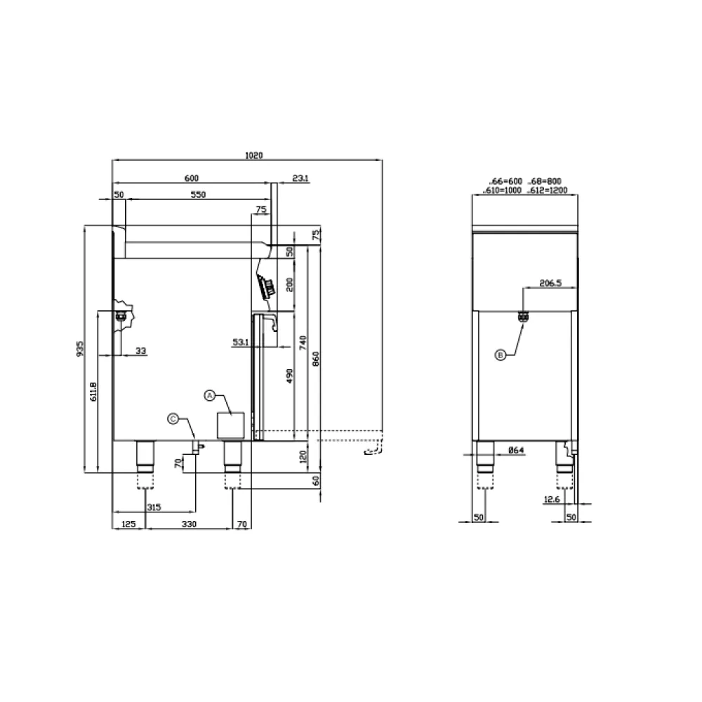 Plaque de cuisson gaz et four électrique LOTUS CF4-68GEM 800 mm