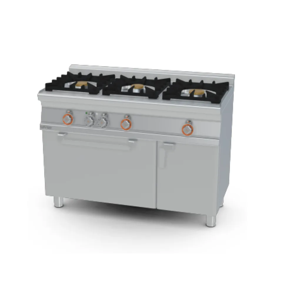 Fourneau professionnel gaz et four électrique LOTUS CF3-612GEMV