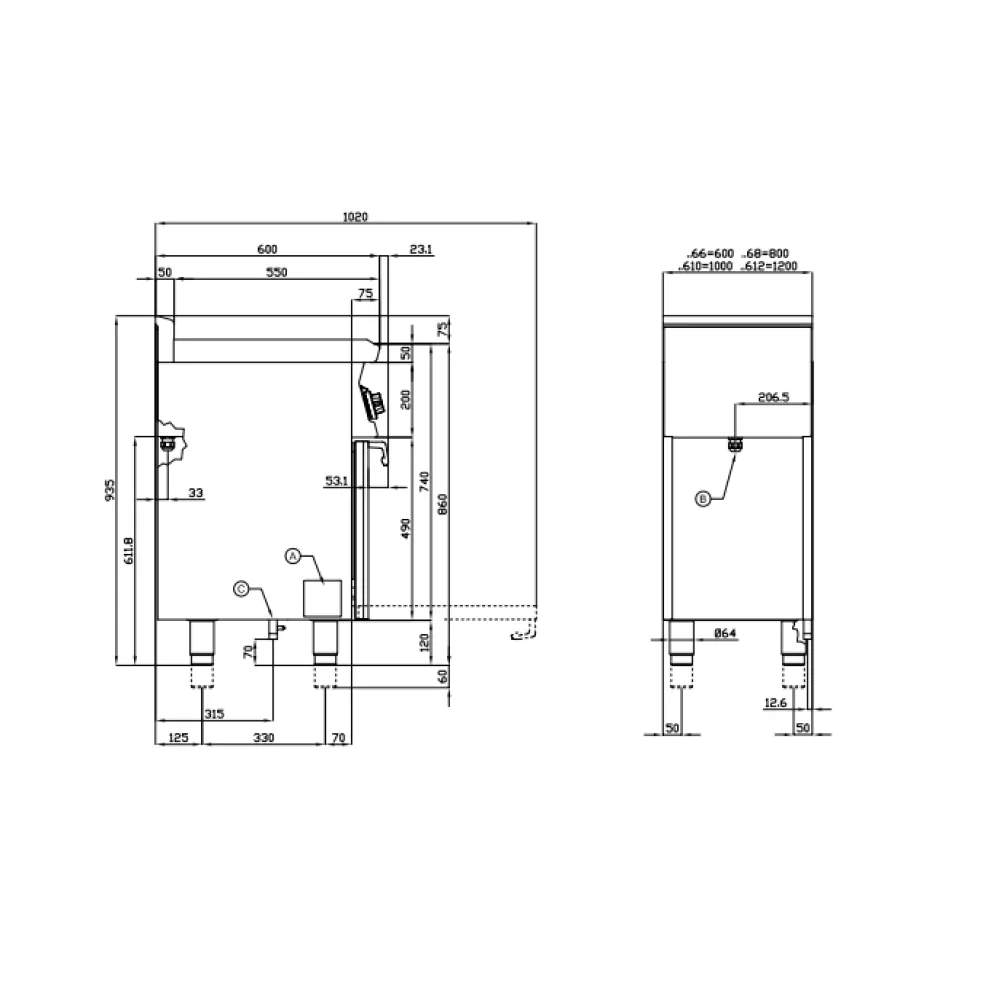 Range gaz avec four électrique ventilé LOTUS CFM3-612GEMV