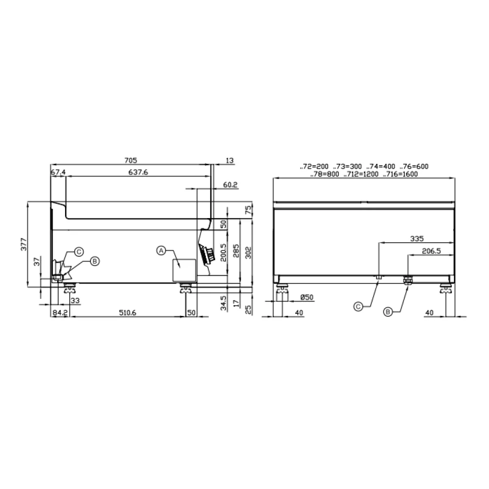 Plaque de cuisson électrique 4 feux carrés LOTUS PCQT-78ETX