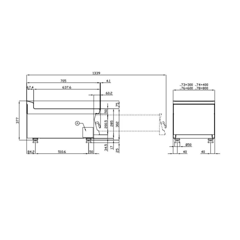 Plan de travail professionnel avec tiroir inox LOTUS PLT-76X