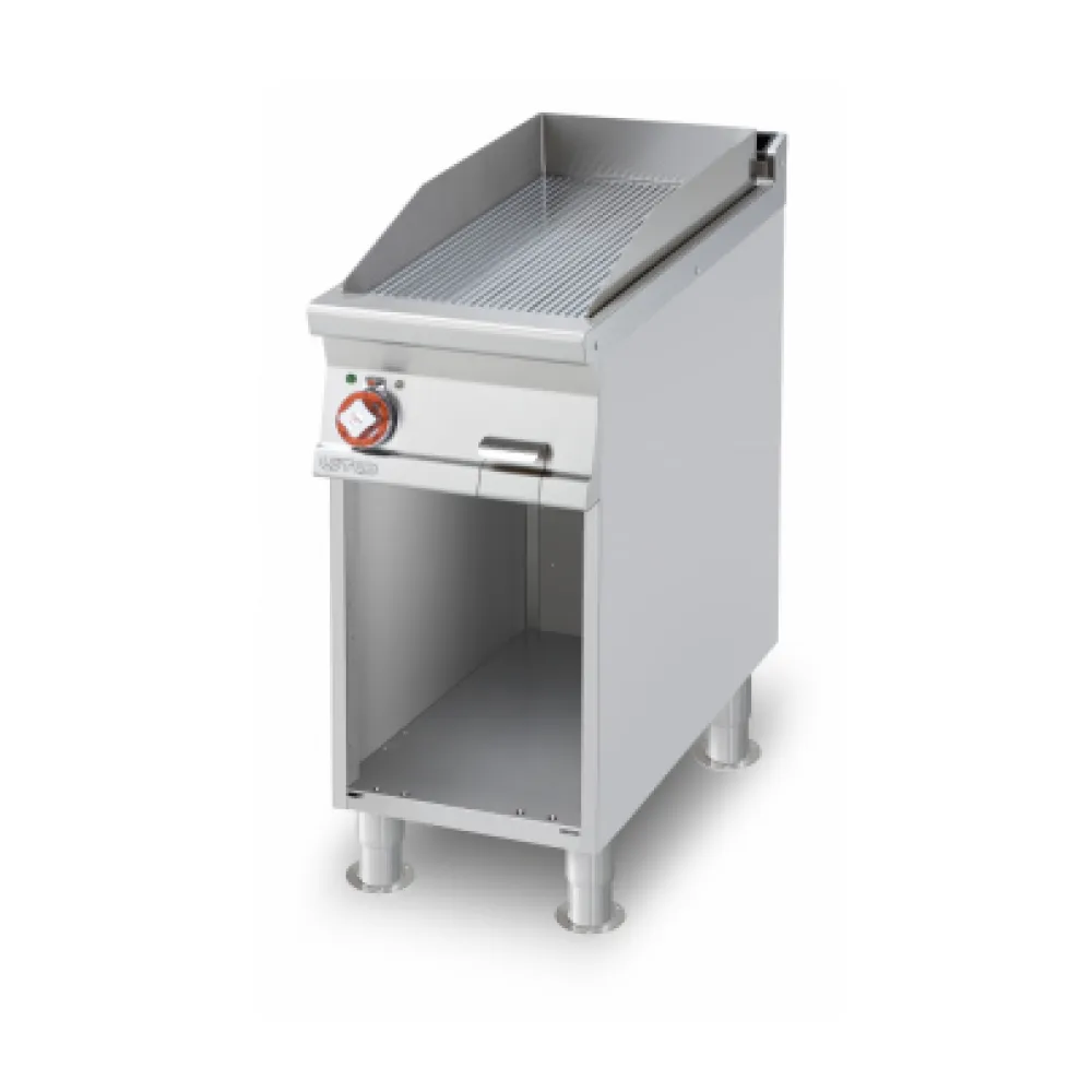 Fry-top électrique nervuré LOTUS FTR-94ETX sur meuble ouvert 90 cm