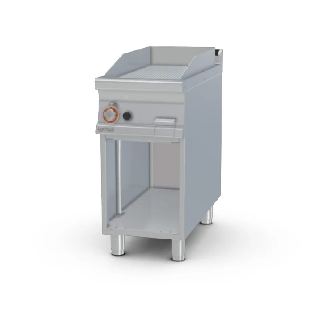 Fry-top gaz à plaque striée LOTUS FTR-94G sur meuble ouvert 90 cm