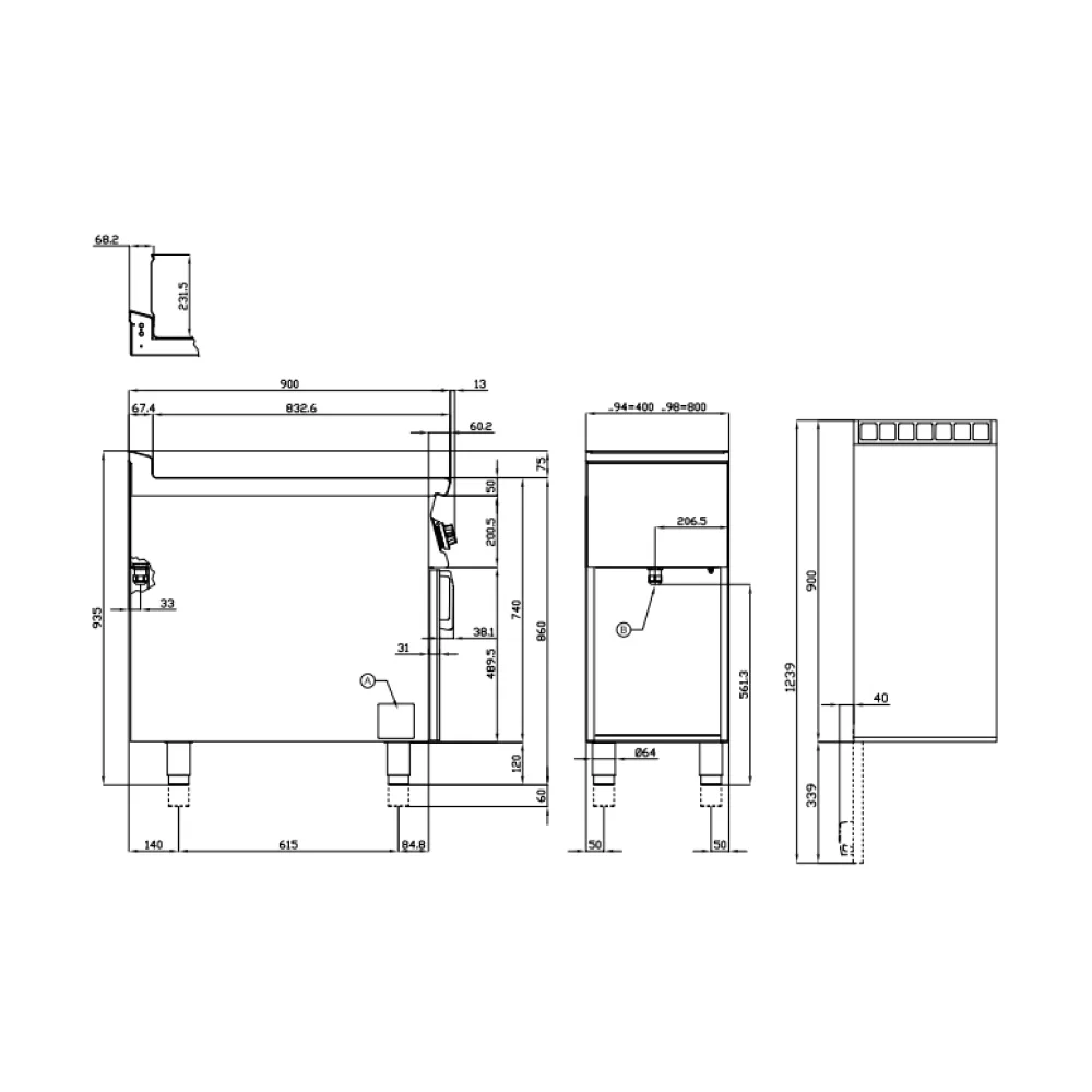 Friteuse électrique professionnelle LOTUS 8+8 L avec meuble neutre