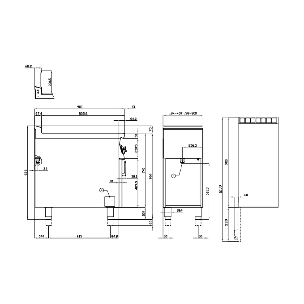 Friteuse électrique avec meuble neutre 18 L LOTUS F18-94ET
