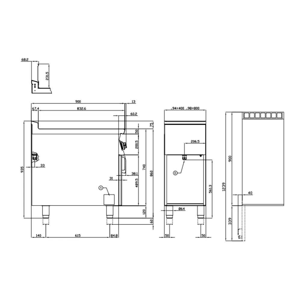 Friteuse électrique professionnelle LOTUS 18+18 L avec meuble neutre F2/18-98ETX
