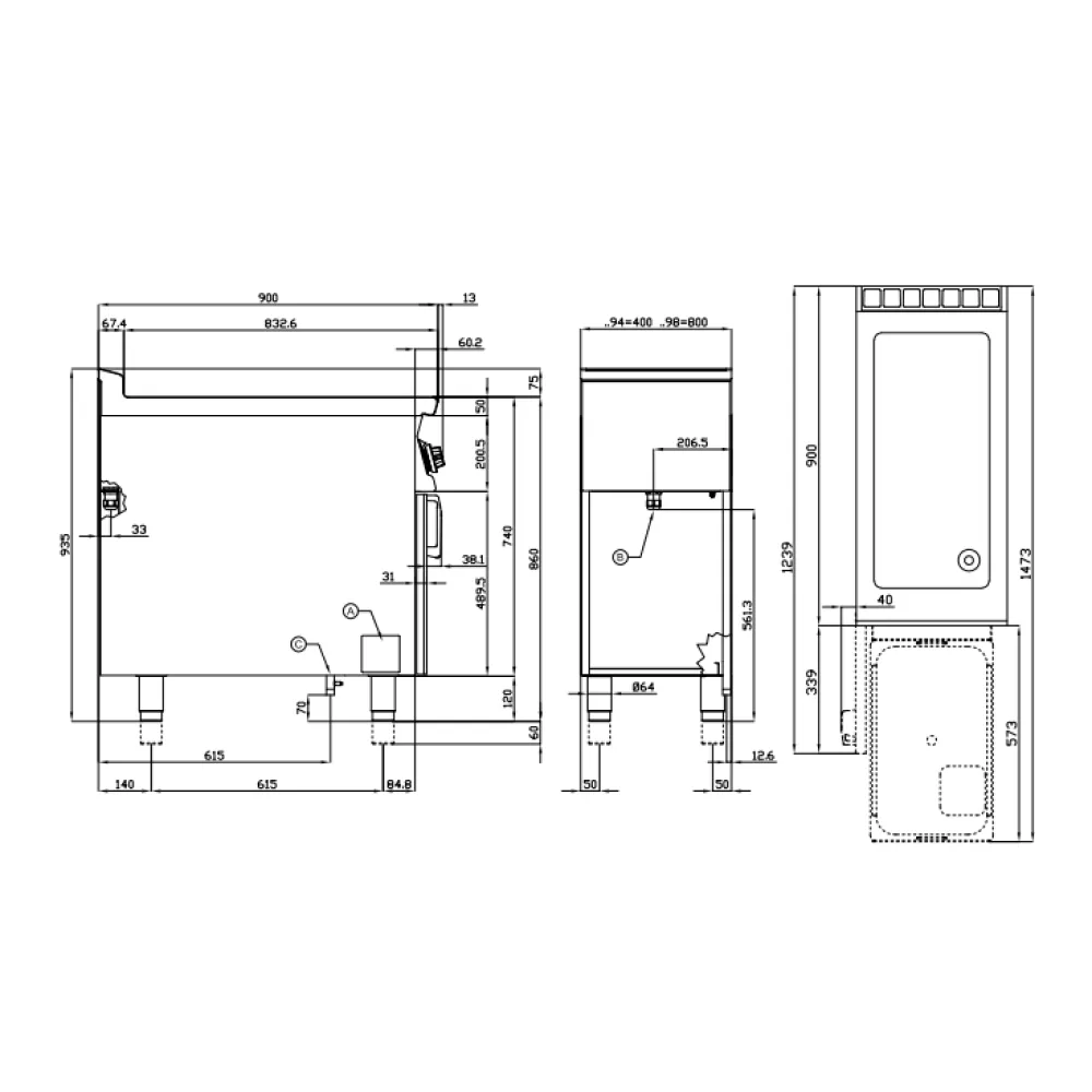 Braisière multifonction fixe au gaz LOTUS BRF-94G
