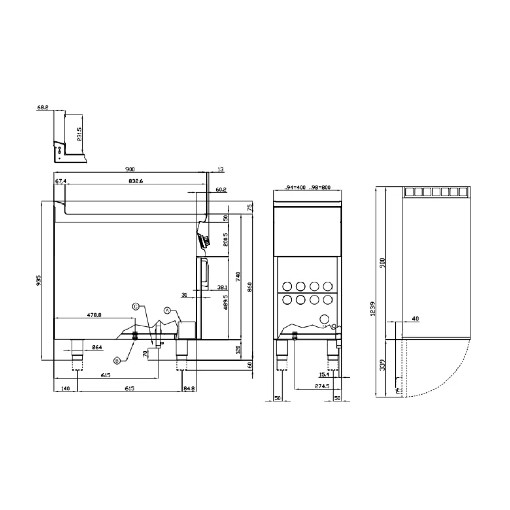 Friteuse à gaz LOTUS F2/18-98G avec meuble neutre 18+18 L