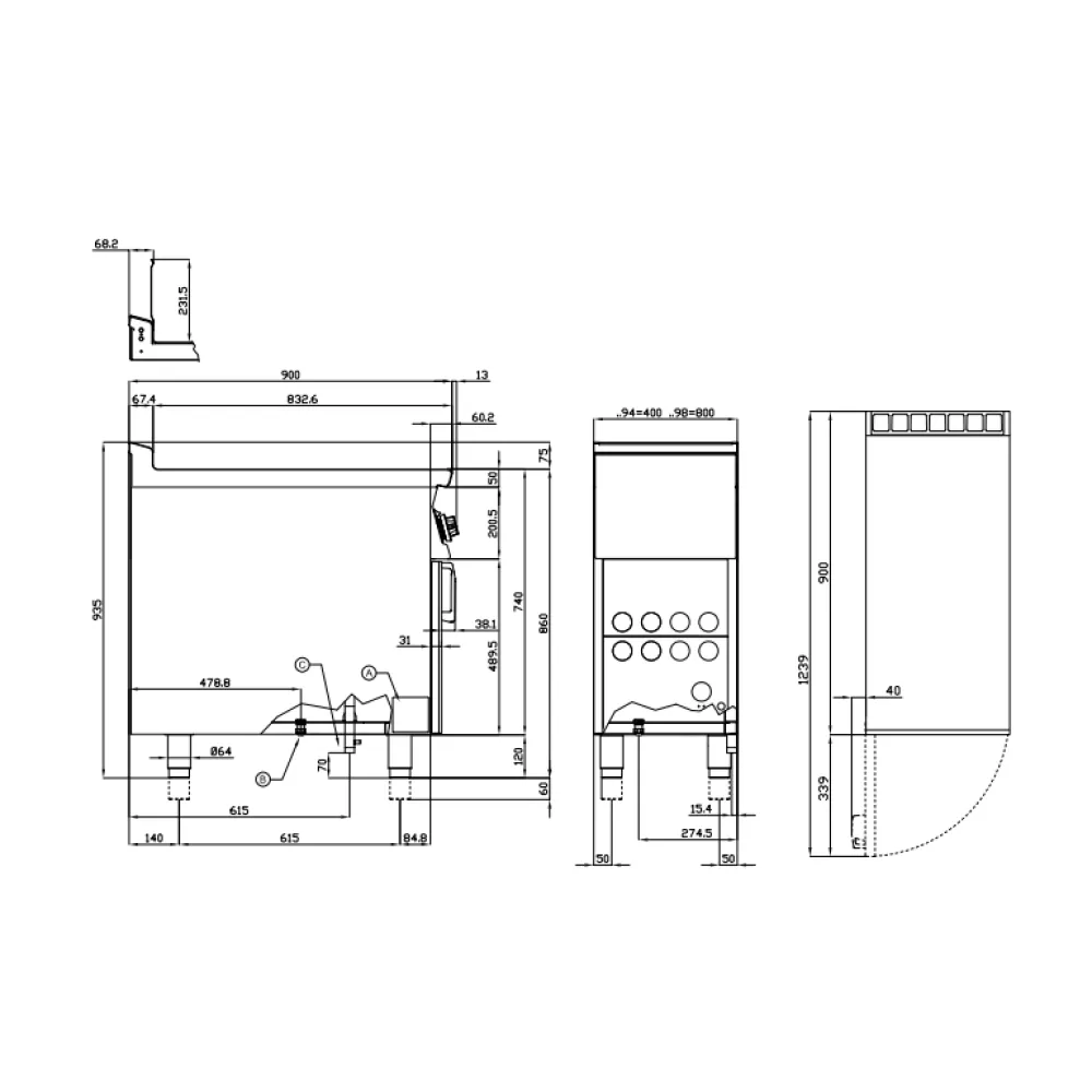 Friteuse à gaz LOTUS F2/25-98G avec armoire neutre 25+25 L