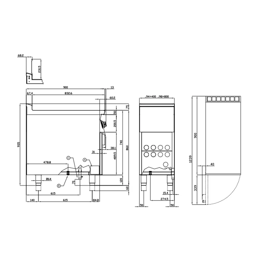 Friteuse à gaz LOTUS F23-94GVP avec meuble neutre 23 L