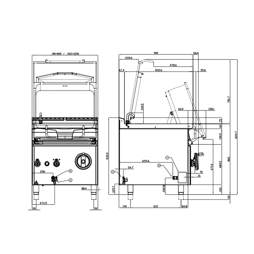 Bratt Pan manuel gaz 120 L LOTUS BR120-912G