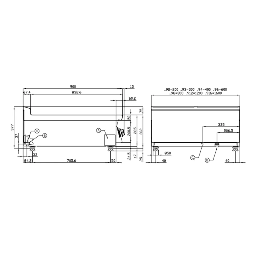 Fry top lisse 90 cm LOTUS FTLT-912ETX à trois zones de cuisson