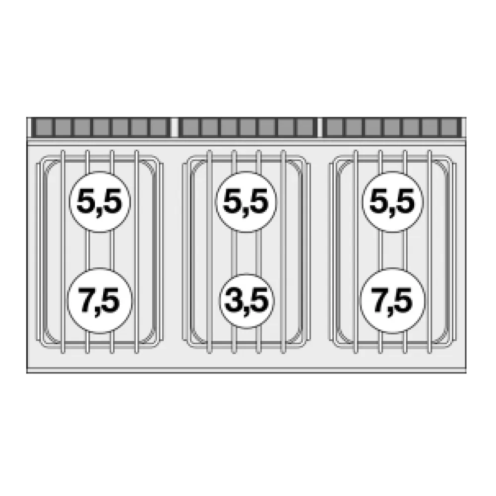 Range gaz 6 feux avec four électrique multifonction LOTUS CFV6-712GPEV, 35 kW
