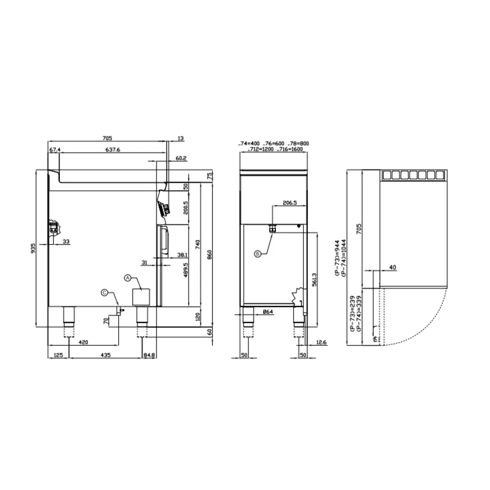 Range gaz sur socle ouvert LOTUS PC1-74G 1 brûleur 10 kW