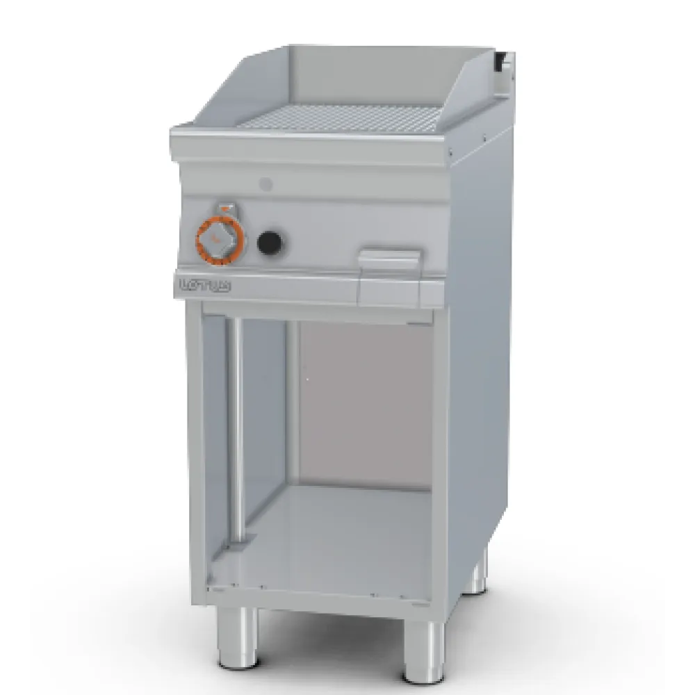 Fry-top gaz nervuré LOTUS FTR-74G sur meuble ouvert 70 cm
