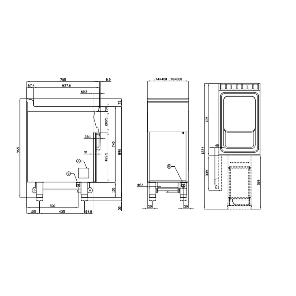 Friteuse électrique LOTUS F18-74ETDP avec armoire neutre et écran tactile 18 L