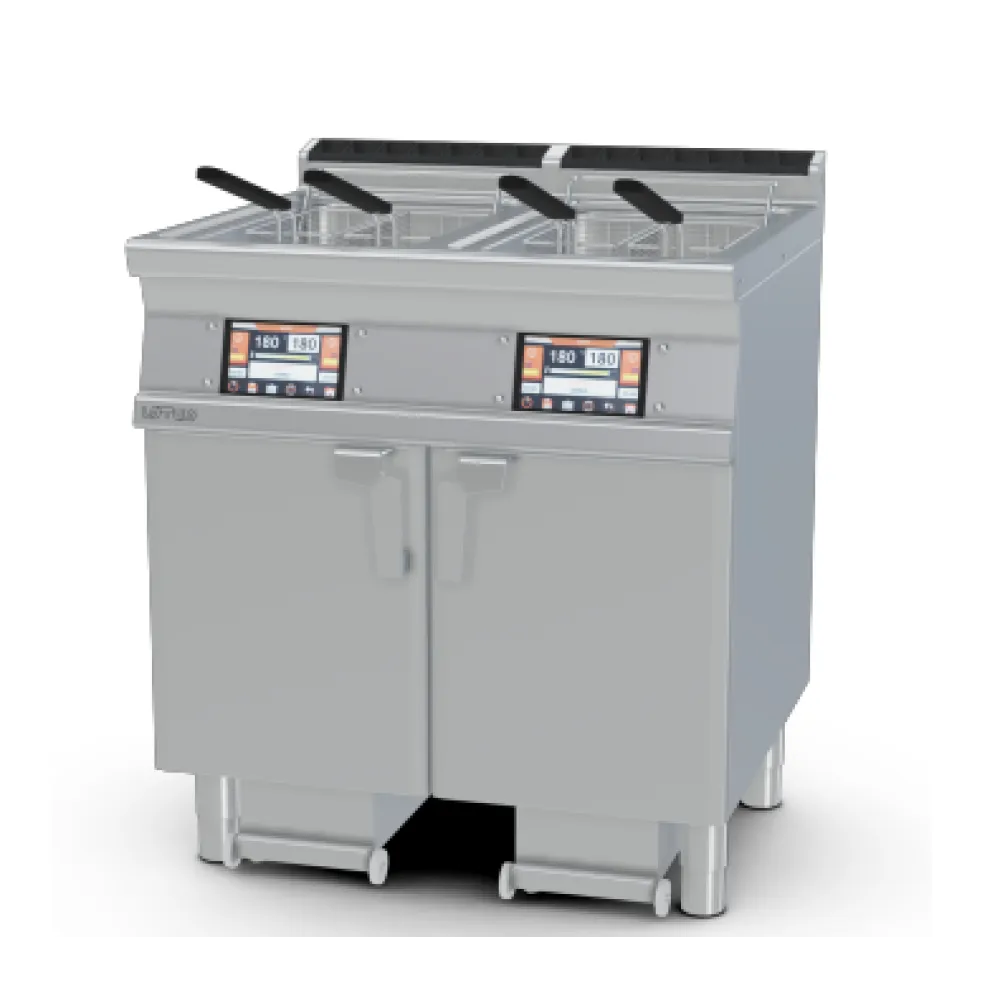 Friteuse électrique LOTUS 18+18 L avec écran tactile et meuble neutre