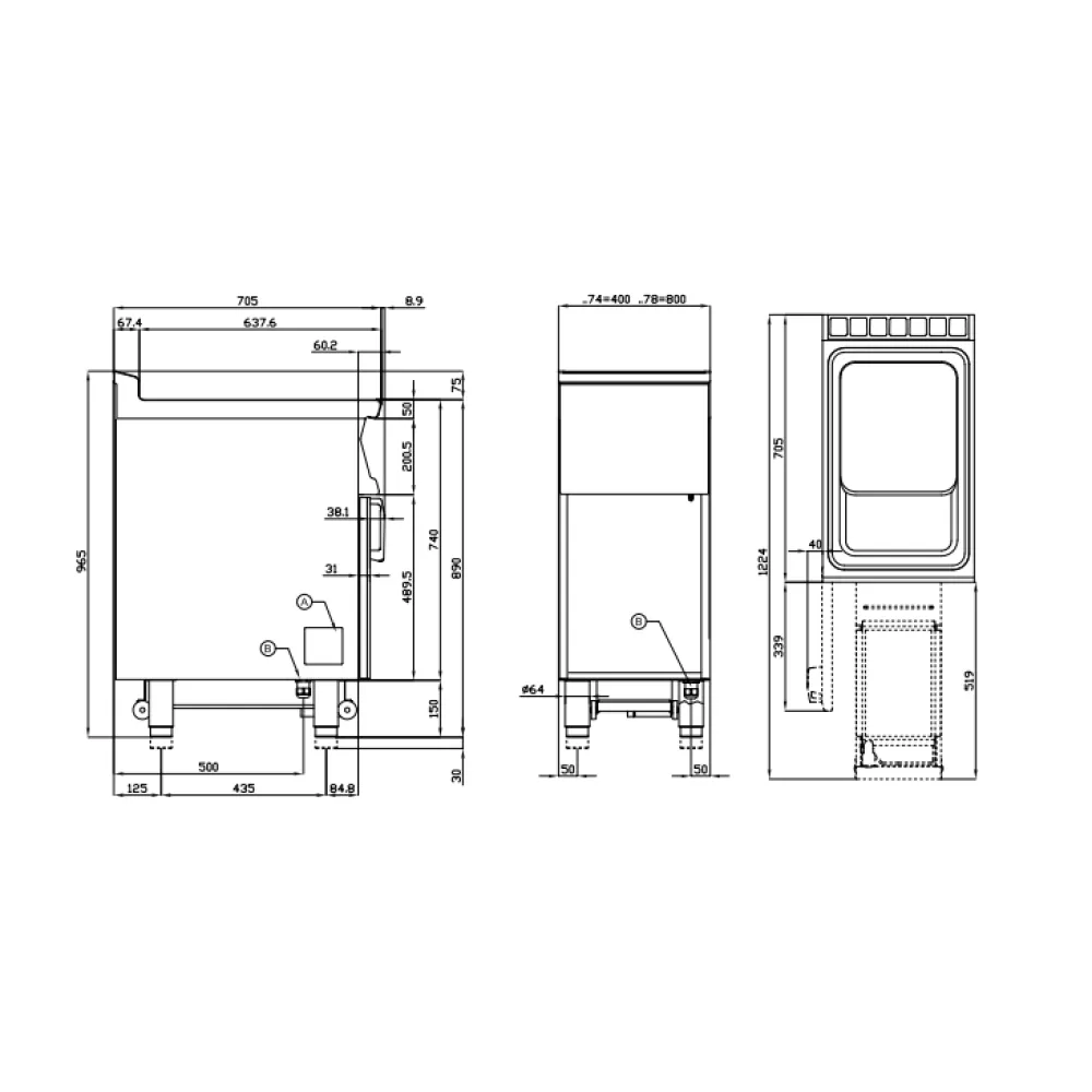Friteuse électrique LOTUS 18+18 L avec écran tactile et meuble neutre